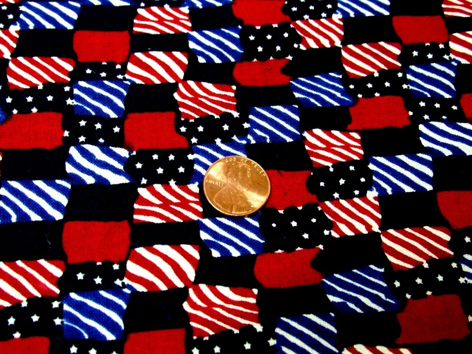 Cotton Sewing Fabric Patriotic Stars Stripes Print Red White Blue 3 yds - Image 3 of 3