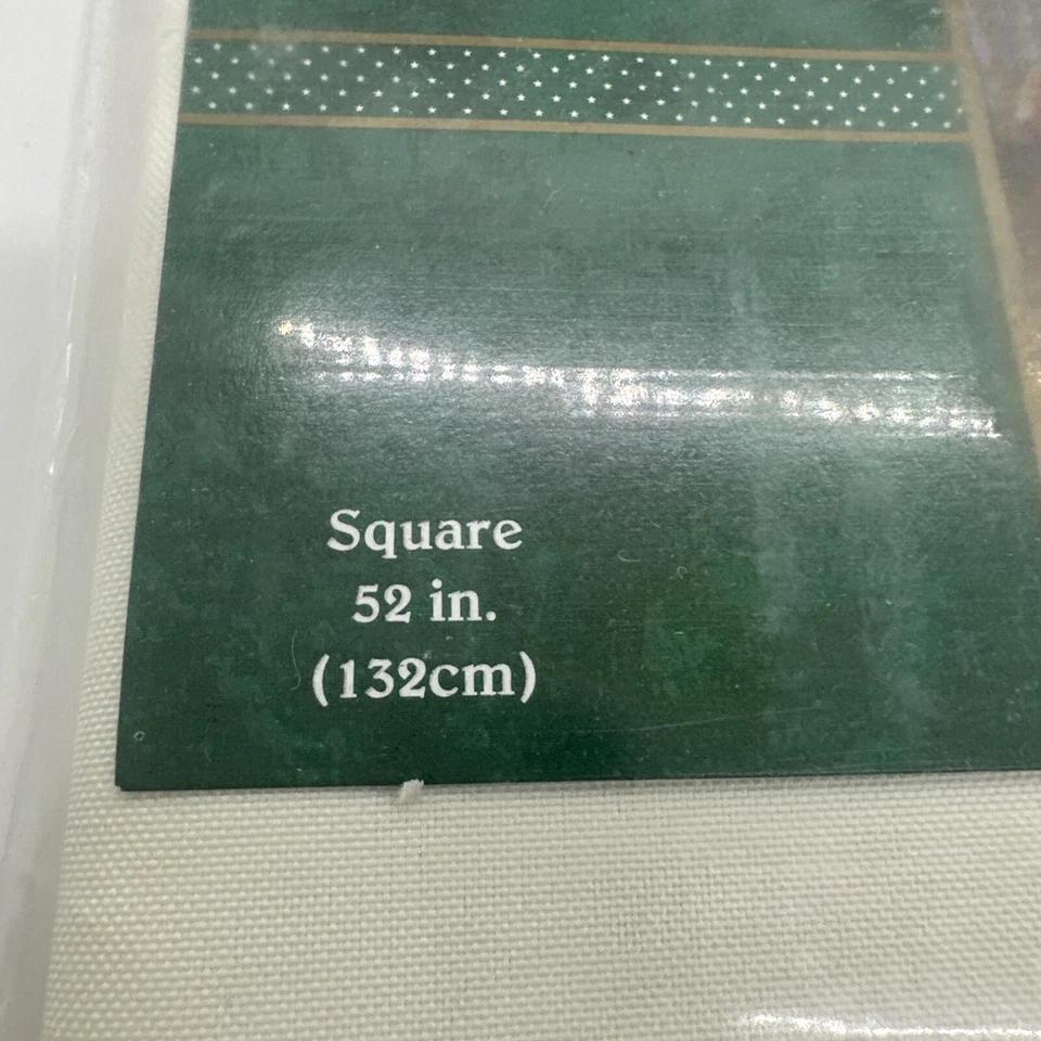 Trim A Home Satin Stripe Polyester Fabric Tablecloth 52x52” Square IVORY *NEW* - Image 4 of 4