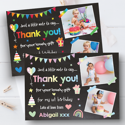 Cartoline Di Ringraziamento Arcobaleno Personalizzate Bambini Foto Note - Foto 11
