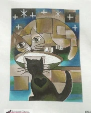 The Meredith Collection Sharing is Caring Cats Handpainted Needlepoint Canvas