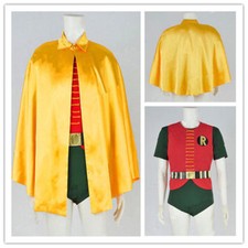 1966 Classic Robin Burt Ward Cosplay Costume Jumpsuit Cape Halloween