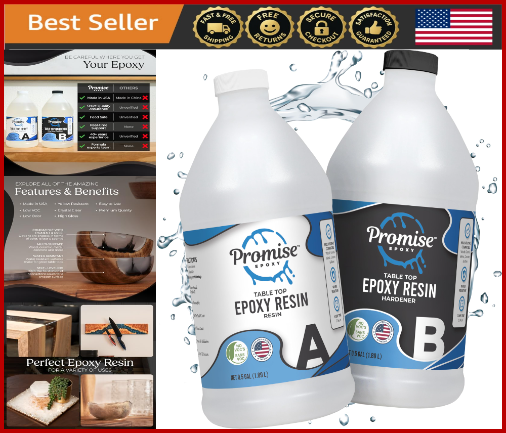 Crystal Clear UV Resistant Food Safe Epoxy Resin 1 Gallon Craft Kit