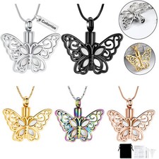 Cremation Jewelry Urn Necklace for Ashes Butterfly Urn Necklace Ashes Pendant US