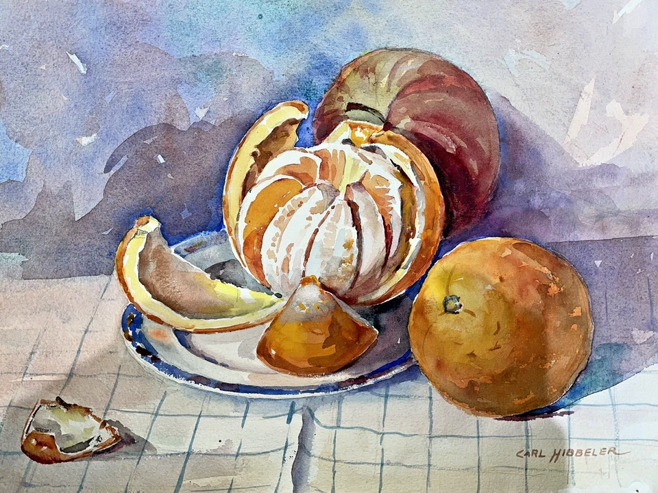 Carl Hibbeler Chicago Artista Acuarela Bodegón Naranjas Propiedad de Charles Whacker Foto 2 de 4