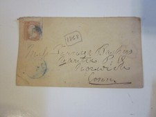 Us 1860s Cover Unknown Blue Cancel Stamp 6465 Interesting Printing Error Us 1860s Cover Unknown Blue Cancel Stamp 6465 Interesting Printing Error