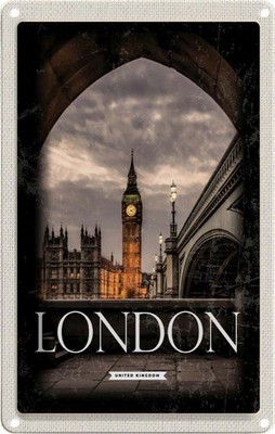 Blechschild 18x12 cm London UK Urlaub Big Ben Nacht Retro Bildmotiv Reisemotiv A