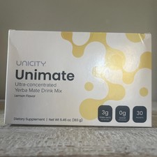 Unicity Unimate LEMON YERBA MATE 30 Packets/Sachets Exp 4/2027 NEW/SEALED
