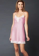 Silk & Lace Nightgown, NWT, Slip, Pink, Medium, Julianna Rae 20079PNY(M)