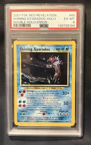 2001 P.M. Neo Revelation Shining Gyarados-holo- Double Holo Error Psa 6