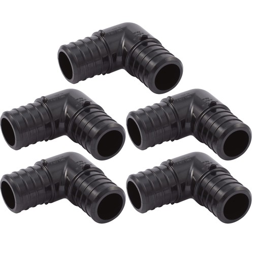 1 Inch Poly Crimp Elbow Fitting 5 Pack for PEX Pipe Plumbing Connections