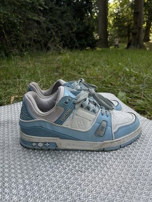 Louis Vuitton Trainer Low White Sky Blue, Größe 45, 2 Wochen getragen