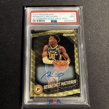 2024-25 Panini Prizm Black Bennedict Mathurin #59 Gold Vinyl Auto /5 PSA 9