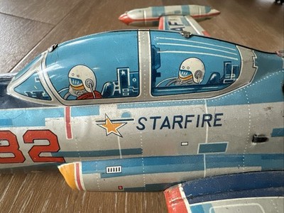 Vintage Starfire FA-983 USAF Air Force Tin Jet Plane Friction Toy