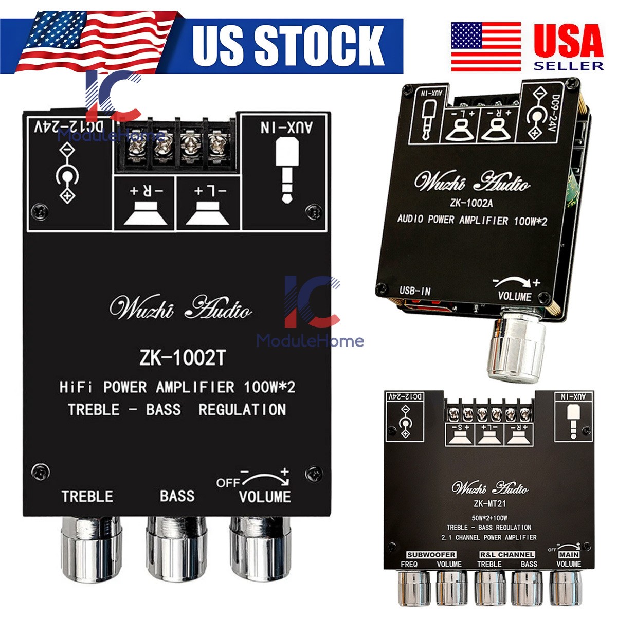 ZK-1002T 100W+100W Bluetooth Amplifier Board 2-Ch Stereo Amplifier