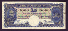 Australia R-44 aL.. (1933)  Five Pounds - Riddle/Sheehan.. Last Prefix R/9. aVF