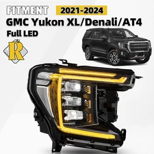 Full LED Black Trim Headlight For 2021-2024 GMC Yukon XL Denali AT4 Passenger