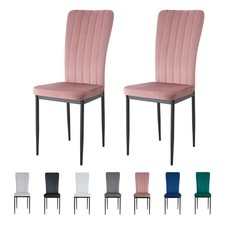 2/4/6Pcs Velvet Dining Chairs with Upholstered Seat and Metal Legs-ELLE