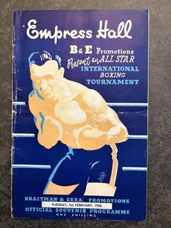 Boxing Programme Albert Finch v Les Baby Day Empress Hall 1950