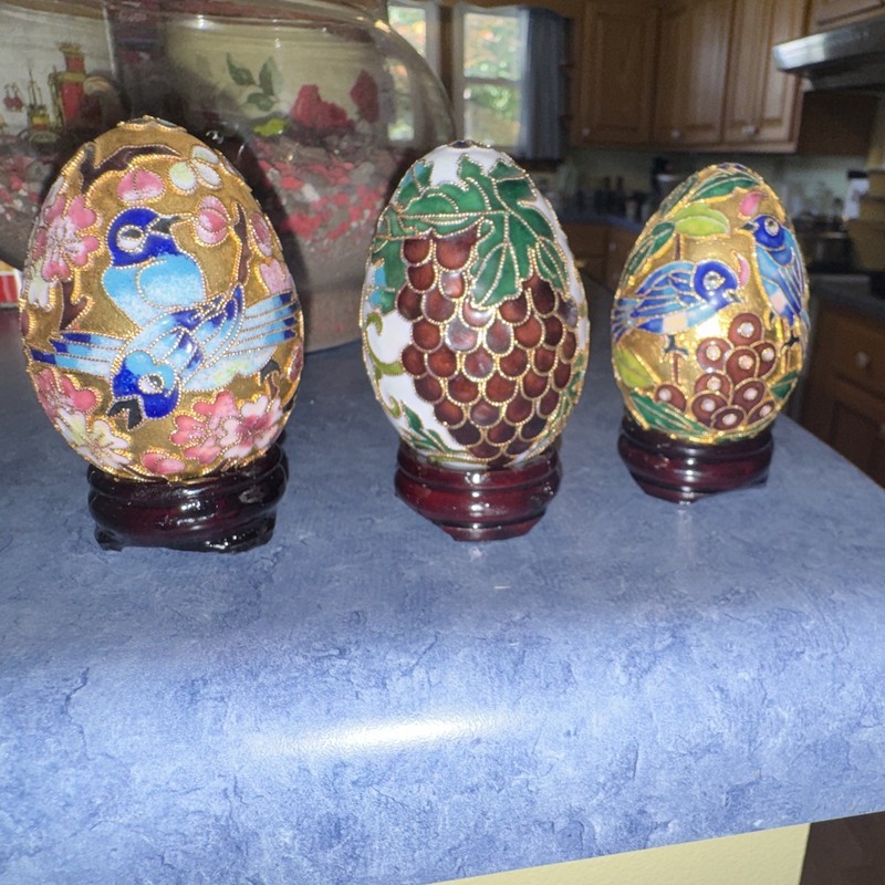 Set Of Three Vintage Decorative eggs