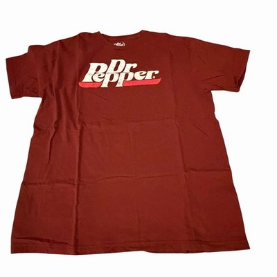 Dr Pepper 100% Cotton Short Sleeve Crew Neck Graphic T-Shirt Maroon Mens Size XL