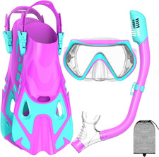 Snorkeling Gear for Kids, Kid Mask Fins Dry Top Snorkel Set, Youth Boys Girls Ju