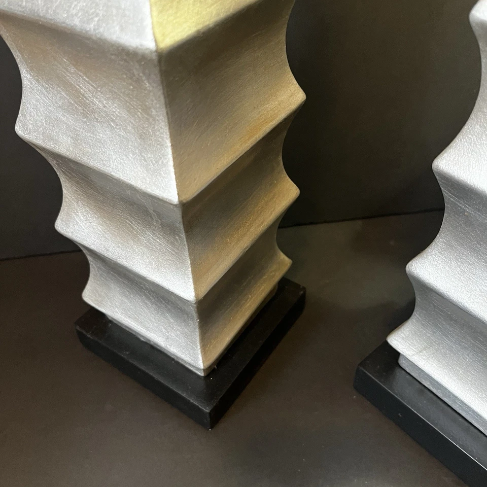 Modern Metal Square Sculpted Geometric Candle Holders Contemporary Geometric 3x - Image 3 of 4