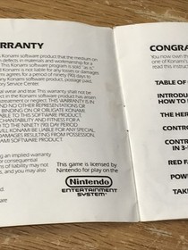Nintendo NES Manual Only Contra NES-CT-USA Has Wear