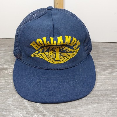 Vtg Holland s Tobacco #1 Blue Mesh Snapback Trucker Cap Hat Danville Virginia 