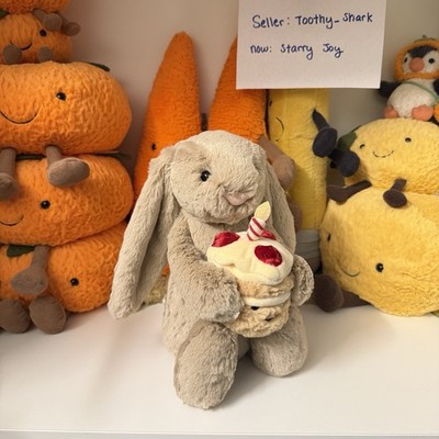 Jellycat Bashful Beige Bunny Birthday Cake BNWT - 100% Authentic