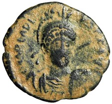 Arcadius Nummus "Facing Portrait, Spear and Shield" Antioch