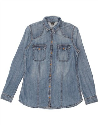 Eddie Bauer Damen Jeanshemd UK 14 mittelblau Baumwolle CM15
