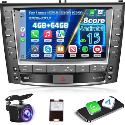 8 Core 4+64GB Android 15 Carplay Car Radio GPS DSP For Lexus IS250 IS350 2005-12
