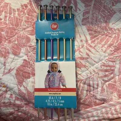 Boye Anodized Aluminum Knitting Needle Set U.S 6/7/8Set Of 6