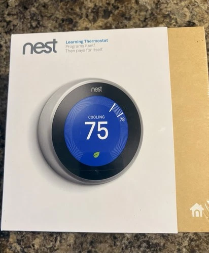 SEALED Google Nest 3rd Generation Learning Thermostat T3007ES Stainless Steel