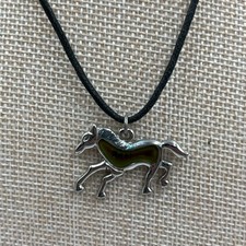 Vintage Horse Mood Necklace Silver Tone Pendant Color Changing Equestrian Best