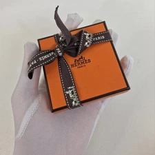 Hermes Small Box w/ Ribbon 2.75"x2.75"x0.5" Authentic Orange for Jewelry Empty