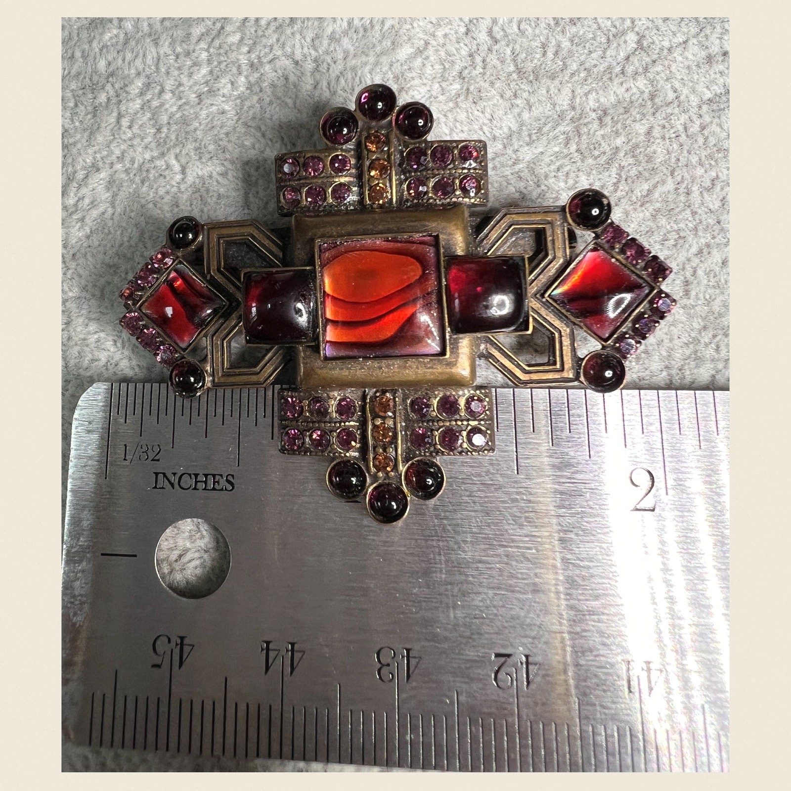 Signed Sorrelli Geometric Statement Brooch Brass … - image 7