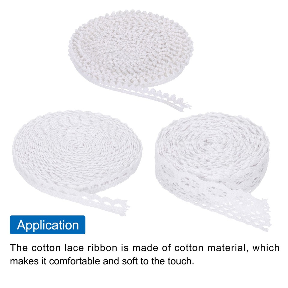 3 Pcs White 0.39/1 Inch Wide 10 Yards Cotton Lace Ribbon Lace Trim | eBay