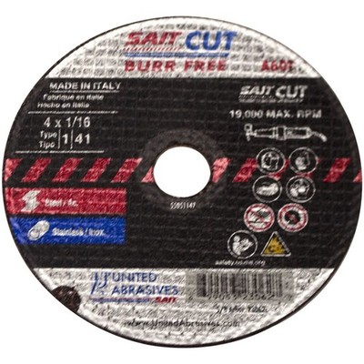 United Abrasives 23062 4x1/16x5/8 A60T Burr Free High Speed Cut-off Wheels 50 pk