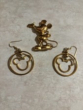Mickey Mouse Jewelry Lot Earrings Pins Walt Disney Gold Tone