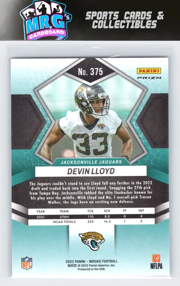 2022 Panini Mosaic #375 Devin Lloyd White Sparkle - Image 2 of 2