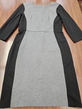 Talbots Womens 6 Gray Black Colorblock Sheath Dress 3/4 sleeve Work Stretch