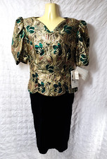Vintage NWT 90s Evening Formal Dress Velvet Cocktail Black Scott McClintock Sz M