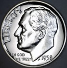 1958 GEM PROOF SILVER Roosevelt Dime Coin SUPERB PRF LOT #PQ70   NR — photo 1