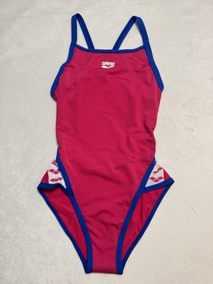 NWT Arena Women s Striped Super Fly Black Rose Royal Swimwear One Piece Size 24