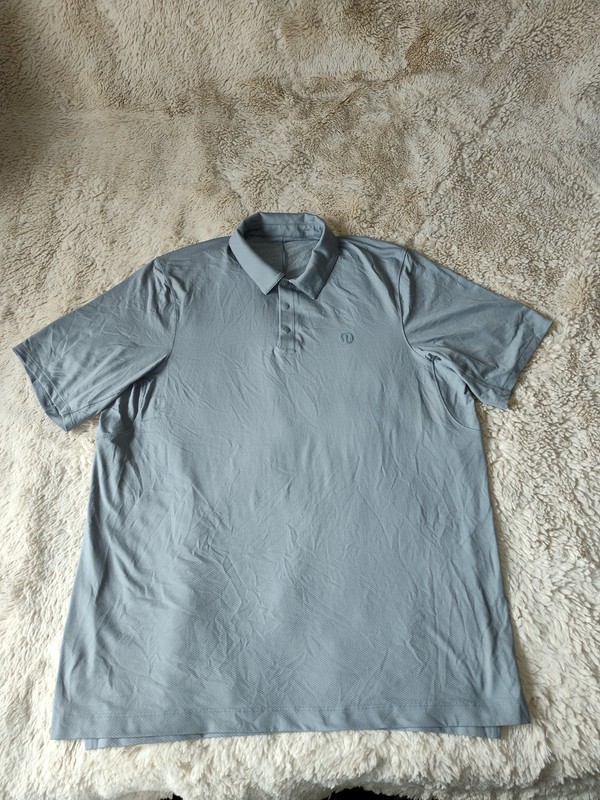 Lululemon Polo Shirt Mens Grey Stretch Short Sleeve Size XL 