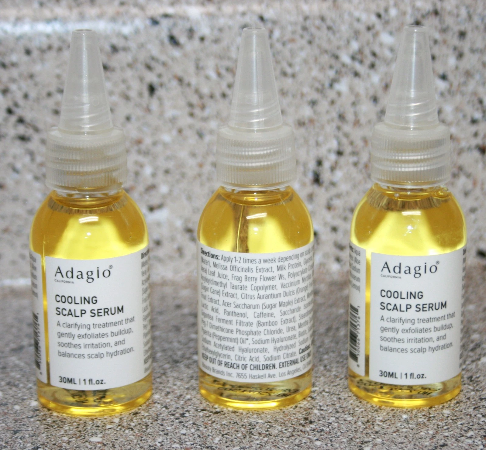 3 x ADAGIO Soothing Relief Cooling Scalp Serum 30mL / 1 oz each Full Size = 3 oz
