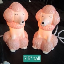 2 Pillowfort Pink Poodle Nightlight Lamps 7.5" Tall