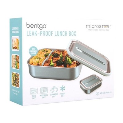 Bentgo Microsteel Leak-Proof Lunch Box Grey Stainless Steel 1200ml NEW