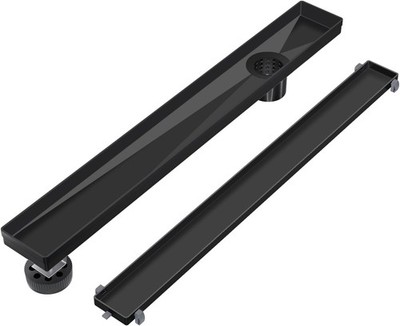 EXF Linear Shower Drain 60'' Flat & Tile Insert 304 Stainless Steel Matte Black